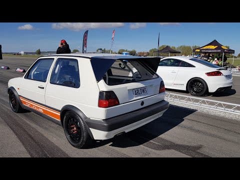 Video preview: 700HP VW GOLF Mk2 VR6 Turbo vs Audi TT-RS vs Porsche 991 Turbo