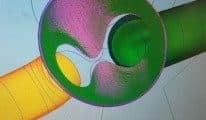 Digitalized cylinder head port model as a colorful 3D rendering